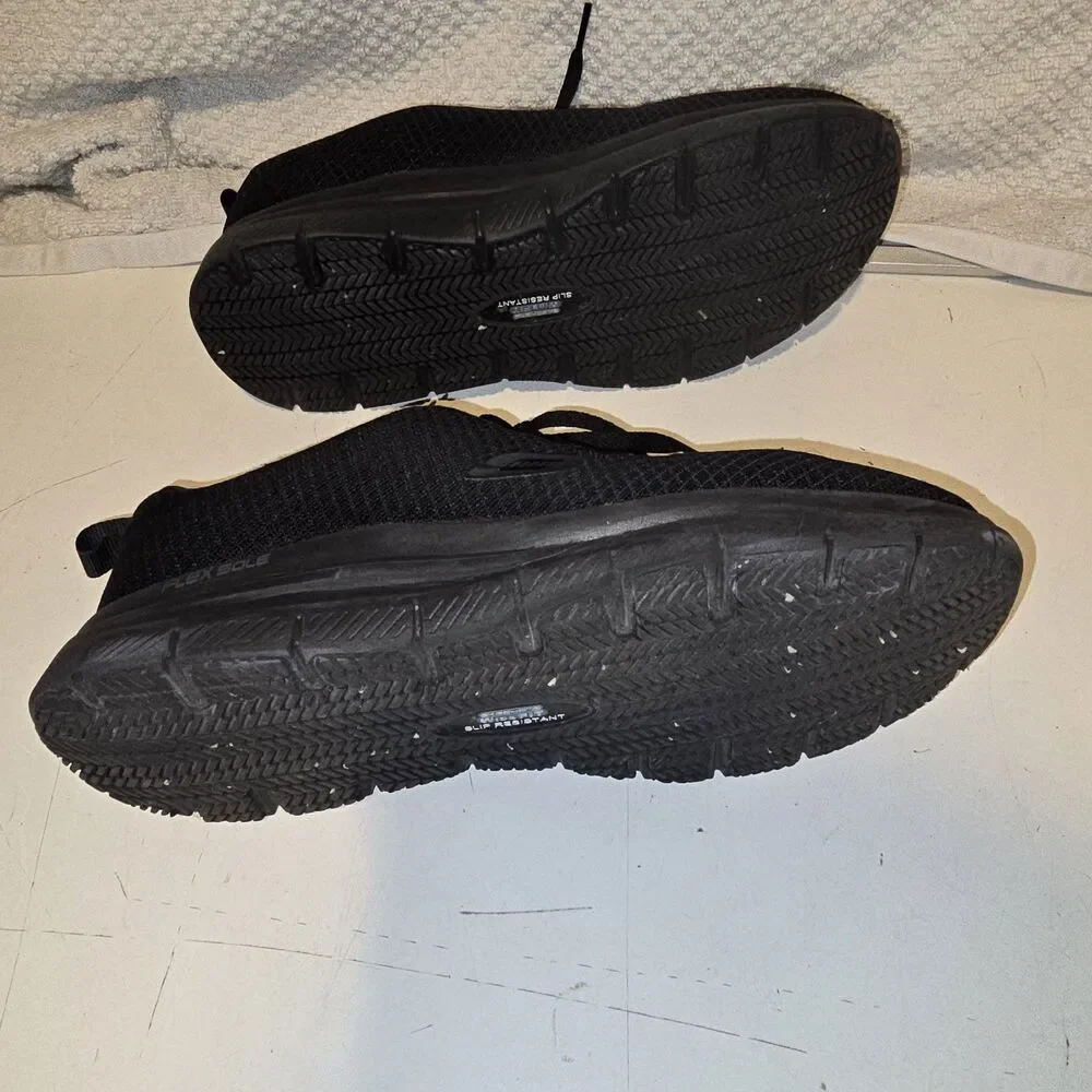 Skechers Flex Advantage SR Shoes Mens Size 7 Black Slip Resistant No Insole